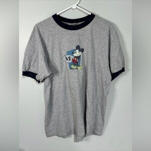 Vintage 2001 Disney Store Mickey Mouse Gray Ringer T shirt Mens XL PREOWNED